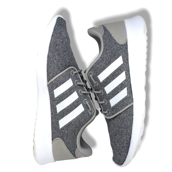 adidas | Cloud Foam Grey & White Knit Lace-Up Running Shoes Women's Size 8 - Picture 4 of 5